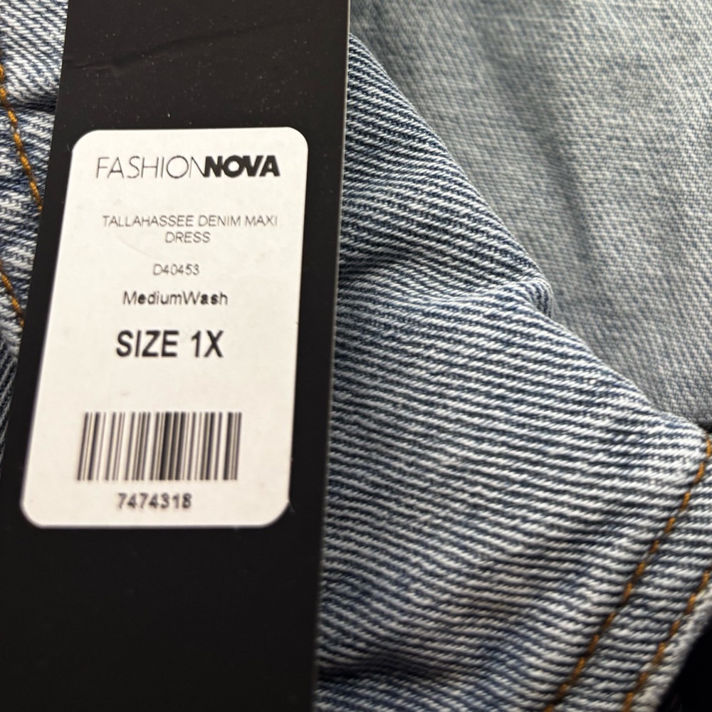 Fashion Nova Denim Maxi Dress – Sleeveless Button Front – Pockets –  1X – NWT - Picture 8 of 8